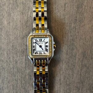 Panther Watch Mixed Metal 22mm Gold Silver Slim Wrist 6"